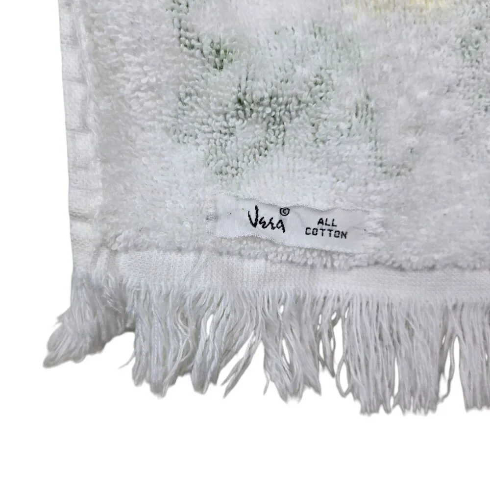Vintage Vera Neumann Floral Hand Towel White Multicolor Spring 28